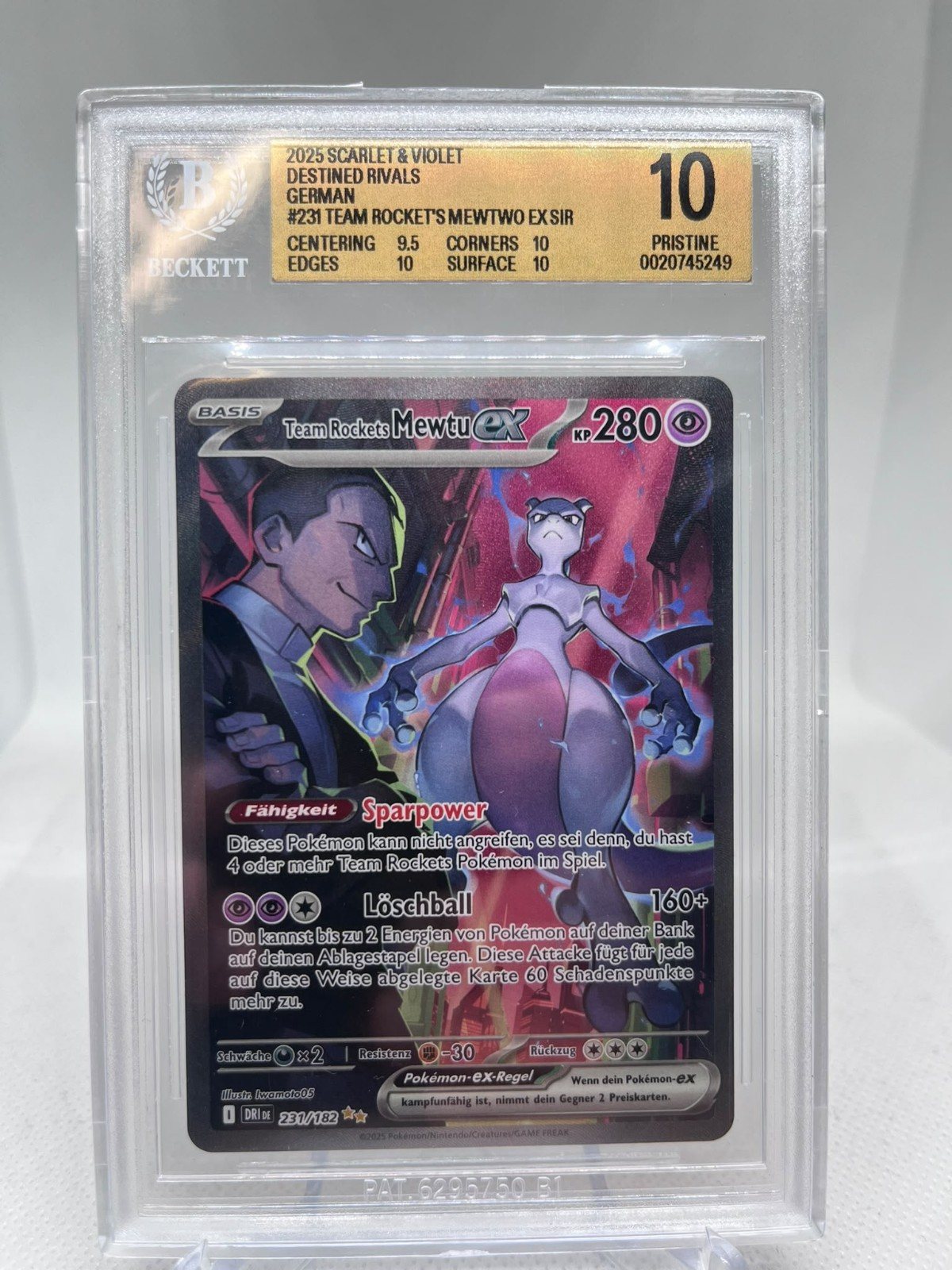 Pokemon Team Rockets Mewtu ex DRI 231 Ewige Rivalen  BGS 10 ! /476* – Foto 1